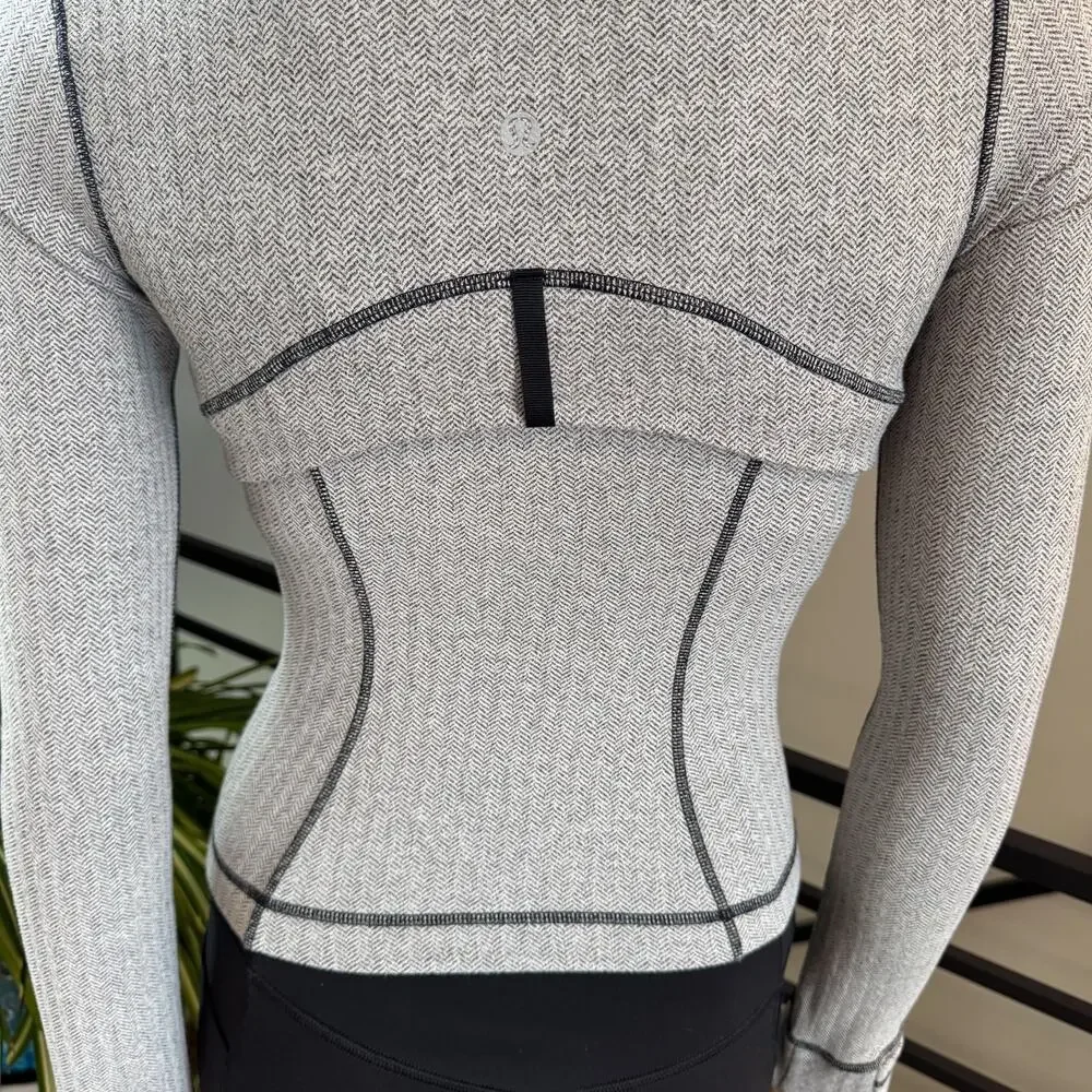 Lululemon Define Jacket Heathered Herringbone Gray/Black Size 4, Style LW3JPMS